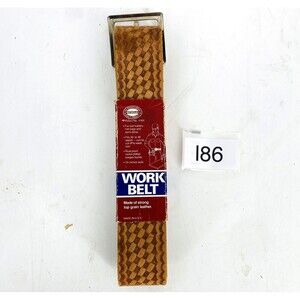 NOS vintage Nicholas Woven Look Work Belt Strong Top Grain Leather USA 30-46"